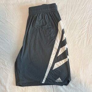 Adidas (Player ID) Men's Dark Gray Athletic Shorts with White Stripes